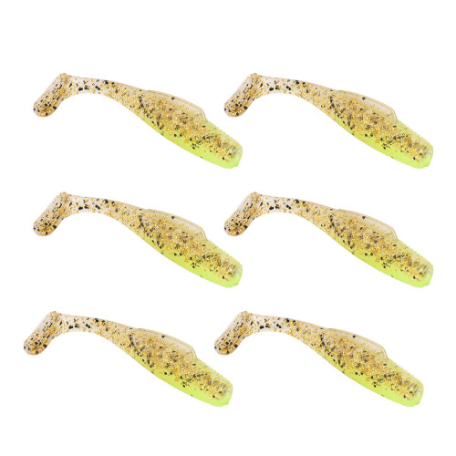 6 Stück T-Tail Silikon-Köder 8 cm 5 g Gelb-Gold