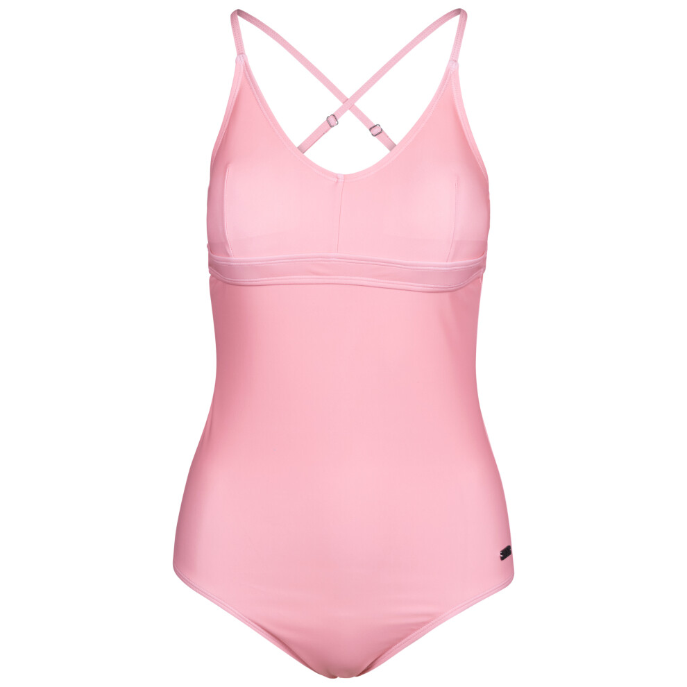 (12, Pink Shell) Trespass Womens Swimsuit Cross Over Straps Mimi