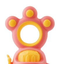 Baby Fruit Rotate Bite Feeder Pacifier Tasteless Silicone Cute Shape Push Feeder for Vegetables Pink