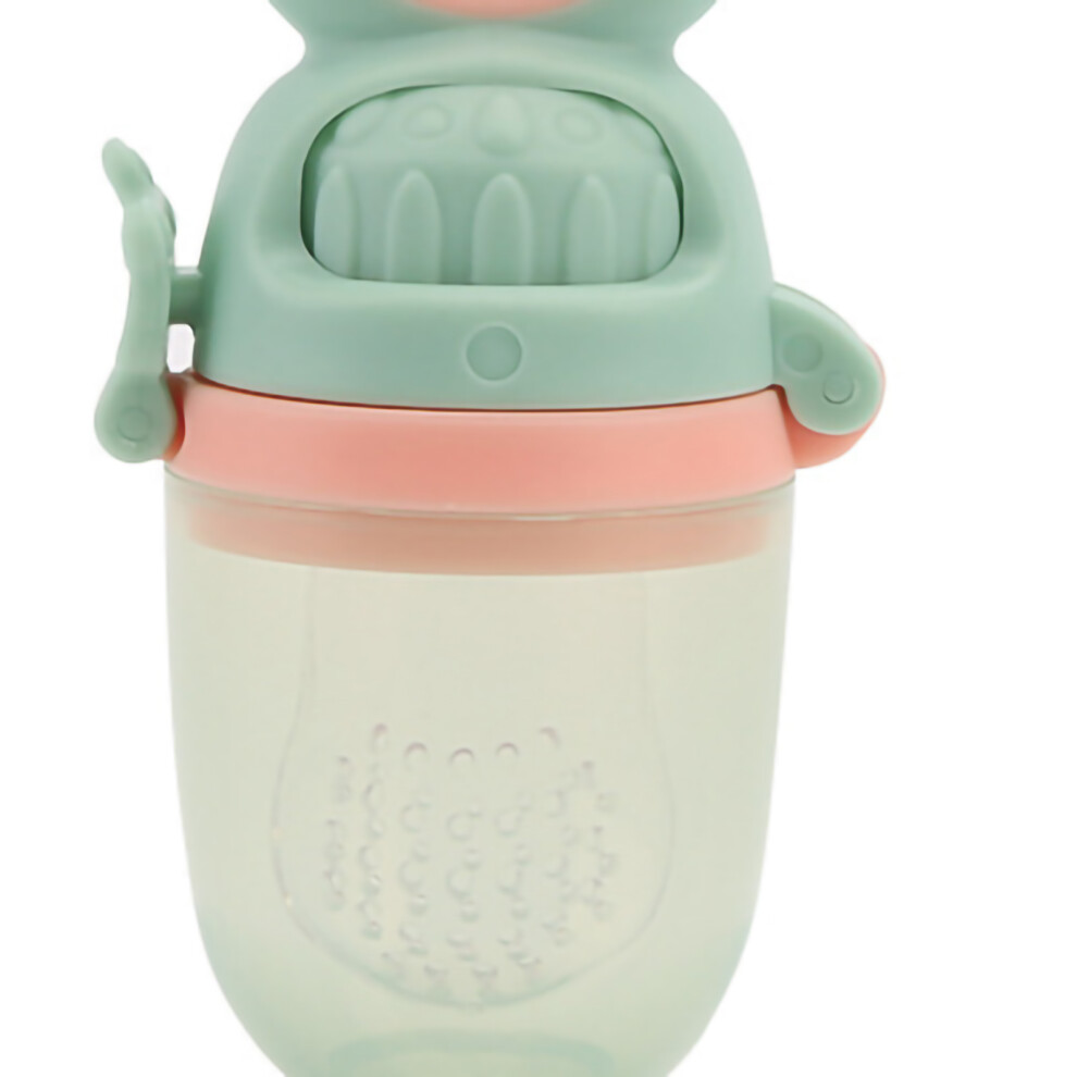 Baby Fruit Rotate Bite Feeder Pacifier Tasteless Silicone Cute Shape Push Feeder For Vegetables Cyan