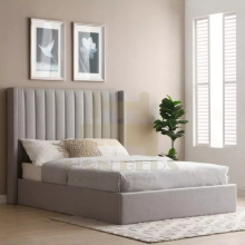 (Grey (without Mattress), 4ftSmall Double (With Gas Lift)) Luxury Winged Velvet Ottoman Bed Frame 54" Headboard Gas Lift Storage Mattress