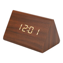 Dreieckförmige Holz-Digitaluhr 120x80x70mm Braun