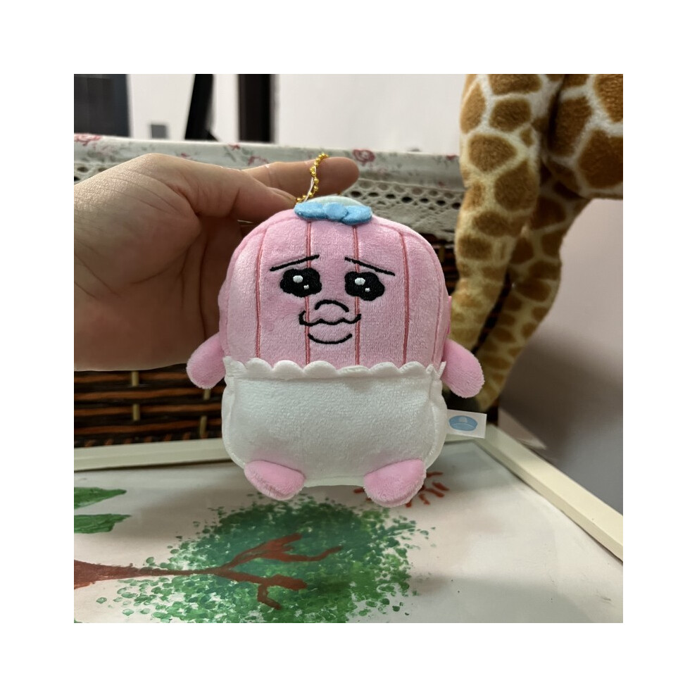 (Luggage Tag)Drôle Trainman chapeau de paille habiller rose caleçon lapin peluche pendentif jouet