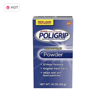 PoliGrip Super Denture Adhesive Powder, Extra Strength, 1.6 oz (45 g) One Bottle