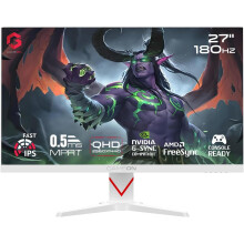 GAMEON 27 Inch Fast IPS Gaming Monitor QHD 2560x1440 180Hz 0.5ms HDR400 FreeSync G Sync HDMI 2.1 DisplayPort Console Ready White