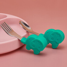 Green Elephant Baby-Trainingslöffel - Silikon & Edelstahl