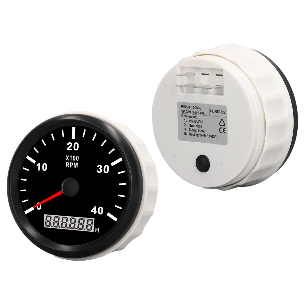 85Mm 0Â4000Rpm Engine Tachometer With 0.0Â99999.9H Hourmeter Ip67 Waterproof Anti Fog Backlit For Car Truck Ship Red 5081321050887