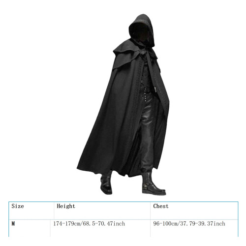 Capa con capucha de Halloween Unisex S/M/L/XL negra 1