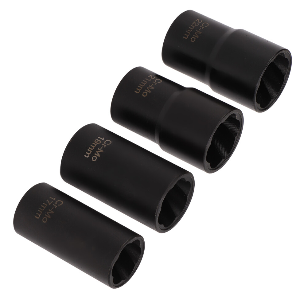 5Pcs Lug Nut Extractor Tool 1/2In Drive Metric 17 19 21 22Mm Carbon Steel Twist Socket Tool Set 9491321054895