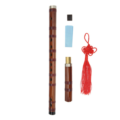 Recorder Instrument Vertical Flute Bamboo Chinese Style Set Kit for Playing Performance E Key 1