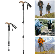 Bastón de senderismo de 3 secciones, 120 cm extensible, 56 cm, negro/verde