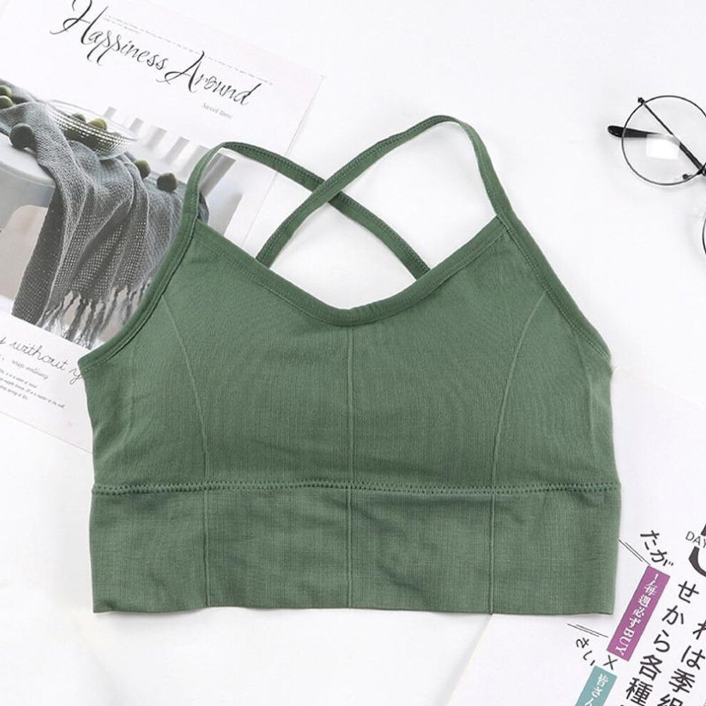 (green) Women Hollow-out Cross Strap Sports Bra Top Women Sport Yoga Gym Crop Top Bra Fitness Top Breathable Bras