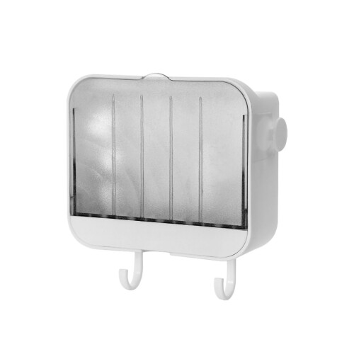 Porta jabón de pared sin perforaciones, 2 capas, blanco, 130 g 1