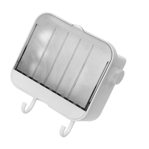 Porta jabón de pared sin perforaciones, 2 capas, blanco, 130 g 2