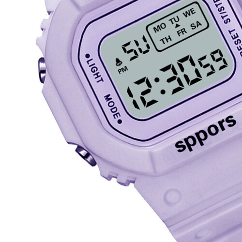 Reloj deportivo LED morado luminoso impermeable 2