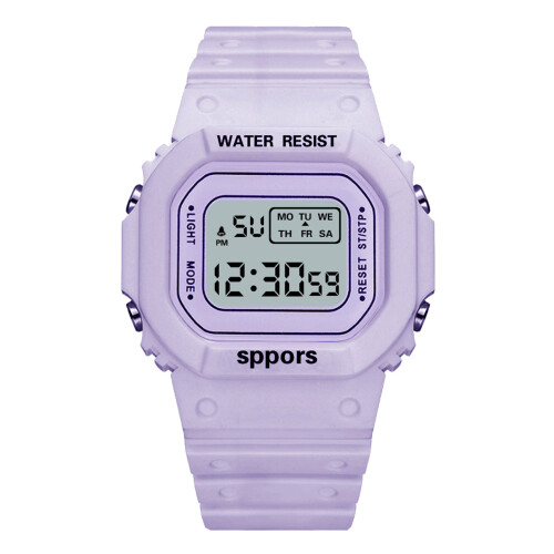 Reloj deportivo LED morado luminoso impermeable 1