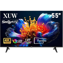XUW 55inch UHD 4K Smart TV, D-LED backlight Television, Borderless Design,HDMI USB DVB-T2/S2 RJ45 Interface