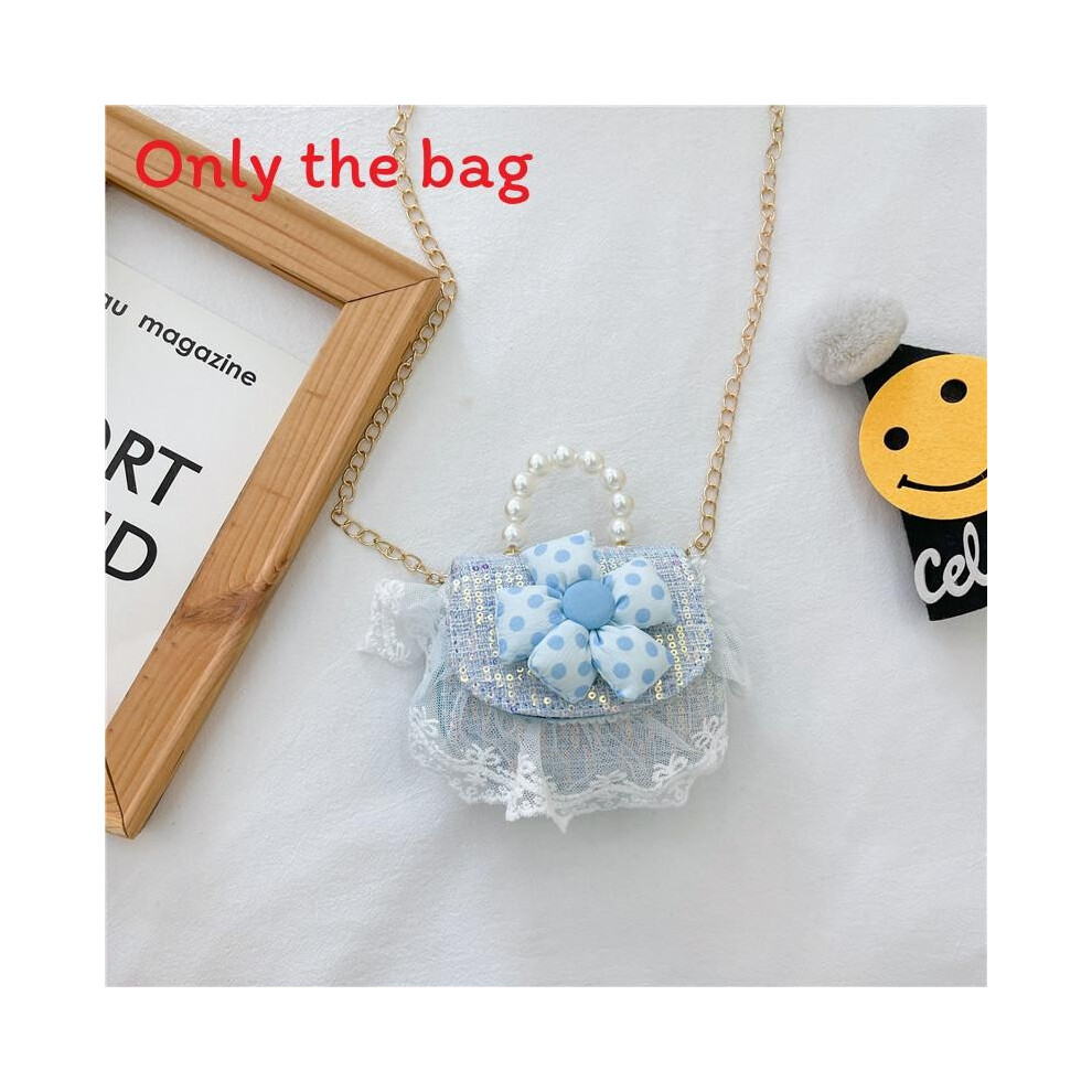 (Flower Blue)Bandolera Para NiñOs Con Asa De Perla SintéTica Y DecoracióN De Conejo De Oso De Flores-image