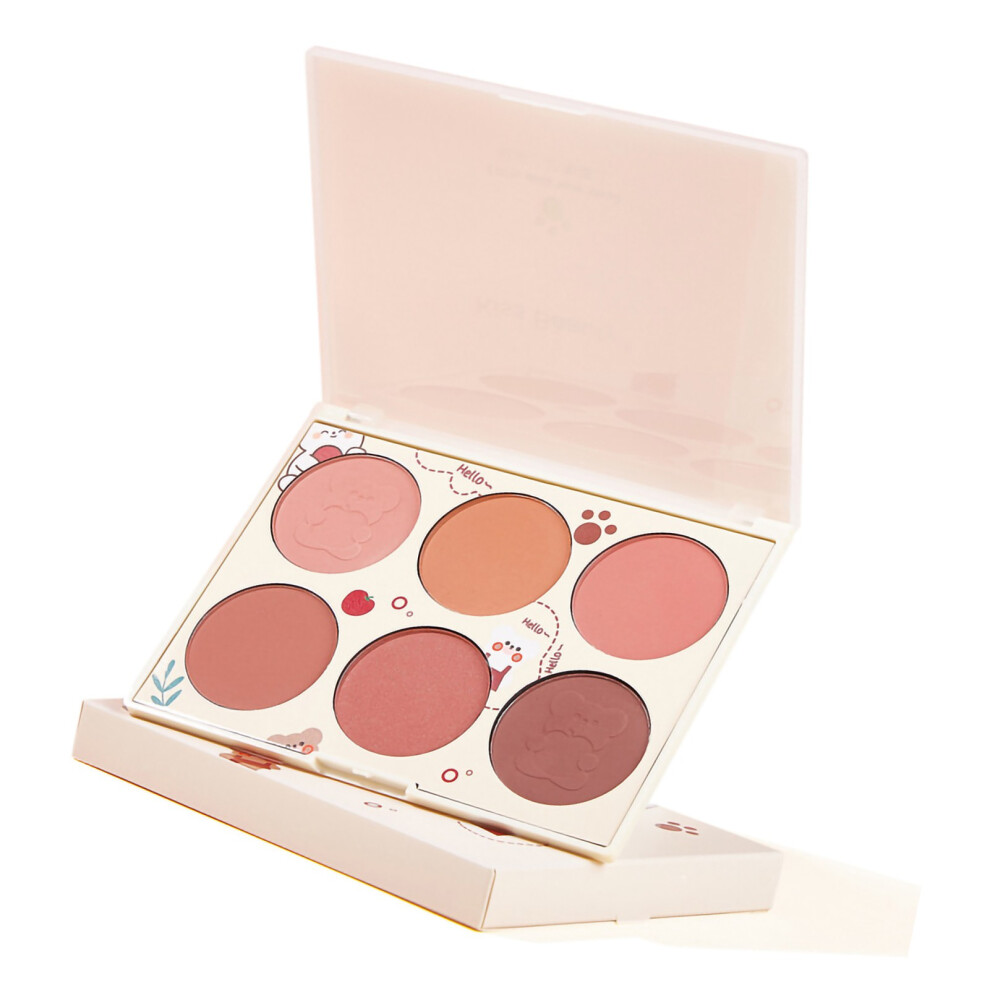 6 Color Blush Palette Women Makeup Contour Highlight Matte Face Blush Powder Pigmented Cosmetics Gift 6 Color Blush Palette