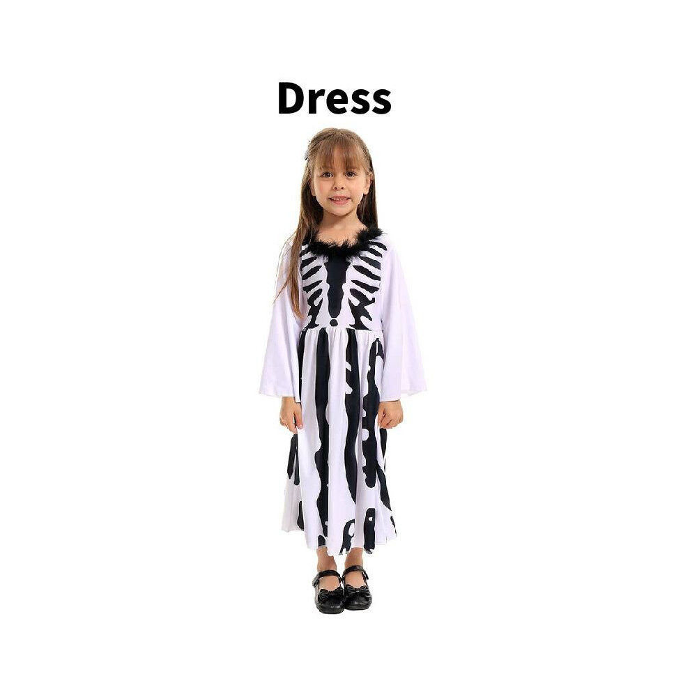 (White Dress Kid,M)Déguisement Halloween Squelette Dinosaure Cosplay Enfant Scène Déguisement Vêtements Fêtes
