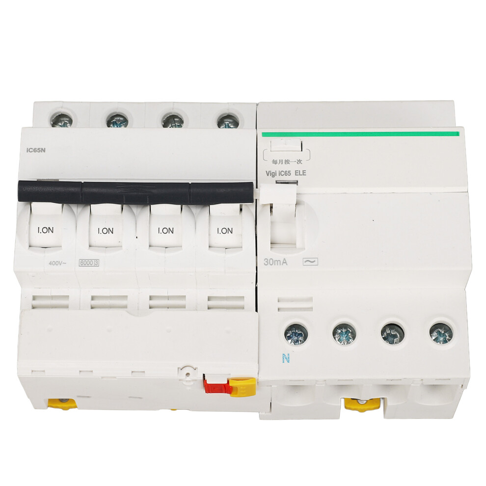 Miniature Circuit Breaker Pa66 Flame Retardant Shell 4P And N Circuit Breaker With Leakage Protection Accessory Ac400v 10A 6901321066680