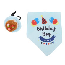 Suministro para fiesta de cumpleaños de perros babero triangular azul que hace ruido para cachorros