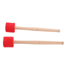 2 Stück Bassdrum-Schlägel, Eichenholzgriff, EVA-Kopf, Rot
