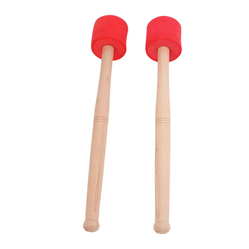 2 Stück Bassdrum-Schlägel, Eichenholzgriff, EVA-Kopf, Rot 2