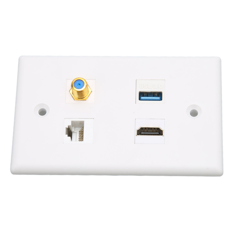 4 Port Wall Plate Hd Multimedia Interface F Type Usb3.0 Cat6 Home Wiring Faceplate For Hdtv Projector Computer 8491321075440