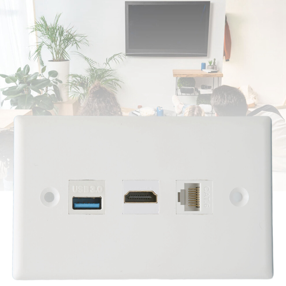 Hd Multimedia Interface Wall Plate Solder Free Cat6 Usb3.0 Hd Multimedia Interface 3 Port Wall Plate Outlet 3691321075463