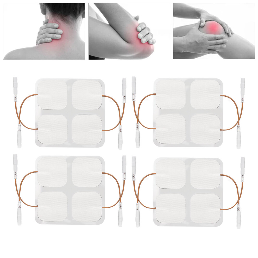 16pcs Electrode Patch Self Adhesive Reusable Replacement Square Electrode Pad for TENS Machine 1.6 Inch 2.5mm / 0.1in