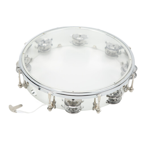 10in Hand Drum Adjustable Tone Double Row ABS Light Hand Bell Handheld Percussion Transparent 1