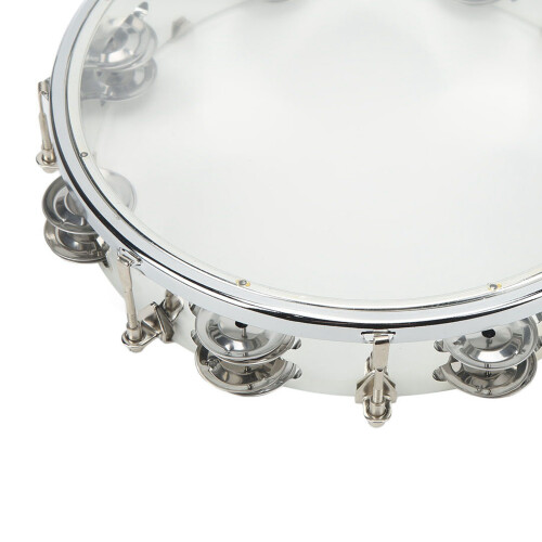 10in Hand Drum Adjustable Tone Double Row ABS Light Hand Bell Handheld Percussion Transparent 2