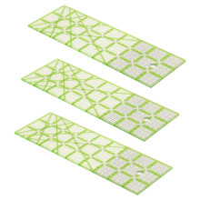 Acryl Nählinien Lineal-Set aus 3 Stück, 23 cm große Rechtecke mit grünen Linien