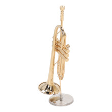 Trombón en miniatura, modelo de latón dorado, 19,5 cm, con soporte