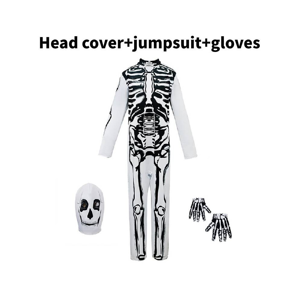 (White Skeleton Kid,S)Déguisement Halloween Squelette Dinosaure Cosplay Enfant Scène Déguisement Vêtements Fêtes