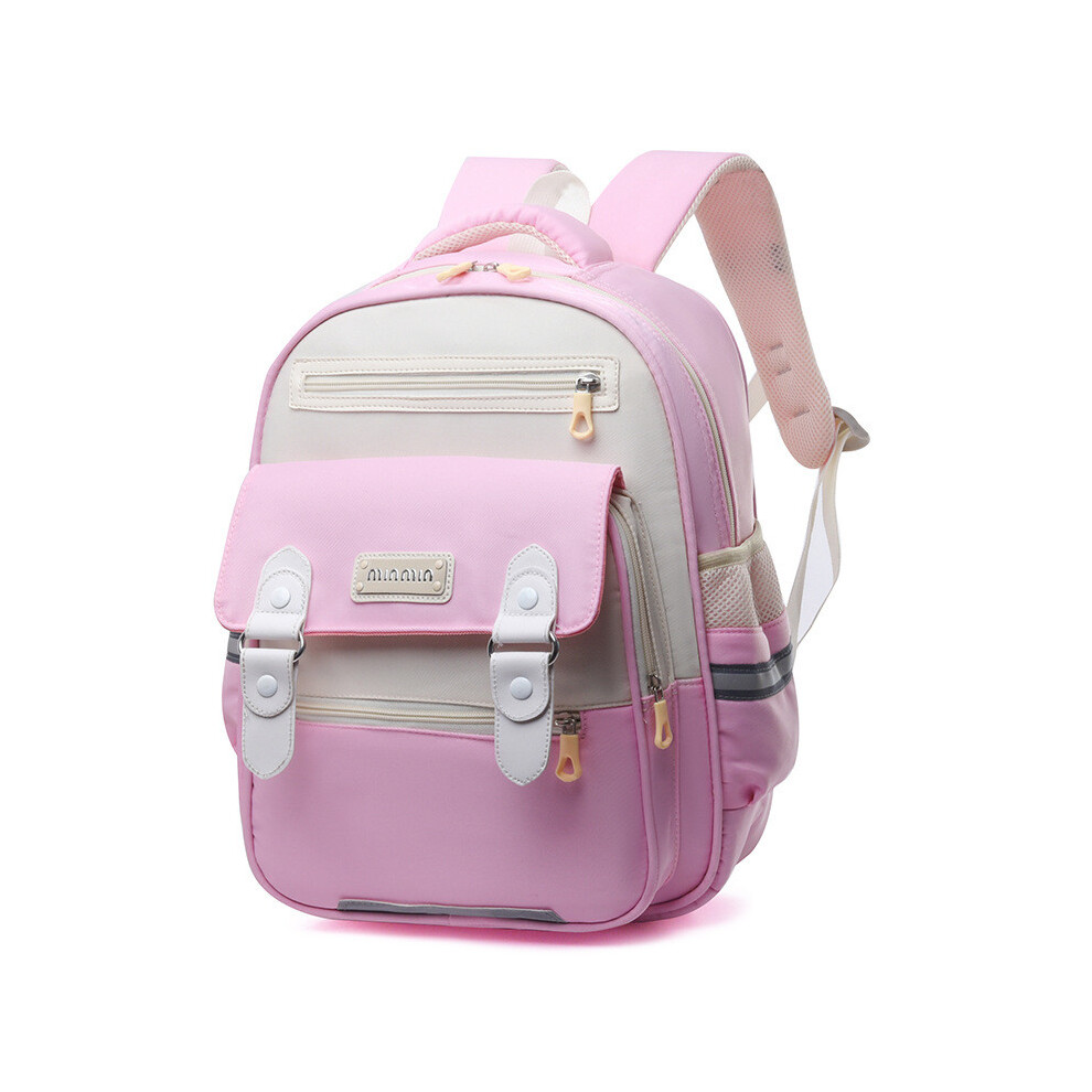 (Pink)Mochila De Estudiante Ligera Unisex Con Gran Capacidad Y DecoracióN De Letras-image