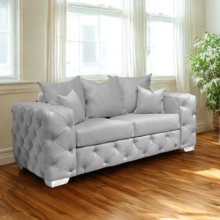 (Silver, 2-Seater Sofa) Plush Velvet 3 & 2 Seater Sofa Set | Ashton Scatter Back | 5 Seater Corner Sofa