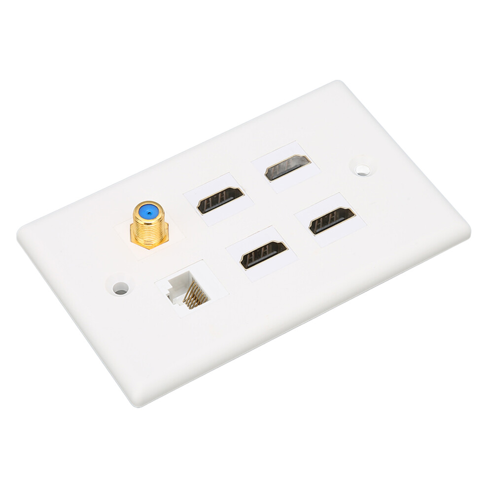 Wall Plate 6 Ports Hd Multimedia Interface Cat6 Tv F Head Ethernet Wall Plate For Home Office 4931321095894
