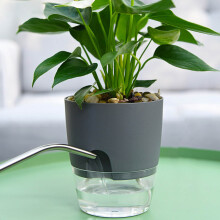 Maceta autoirrigante con cuerda de algodón gris, diámetro 15,3 cm
