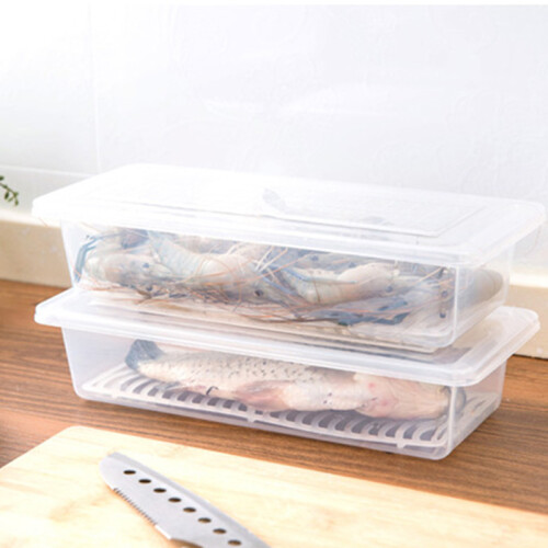 Food Storage Container PP Transparent Multifunctional Stackable Refrigerator Preservation Accessories with Draining Board Small 2