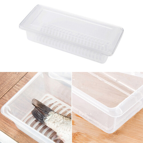 Food Storage Container PP Transparent Multifunctional Stackable Refrigerator Preservation Accessories with Draining Board Small