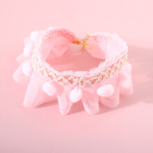 Pet Lace Necklace Brilliant Colors Adjustable Chinoiserie Cat Adjustable Collar for Small Pets Cats Dogs Pink M 25‑30cm/9.8‑11.8in