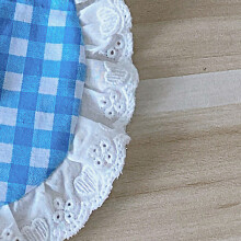 Smiley Plaid Baumwoll-Hundebandana - Himmelblau Klein