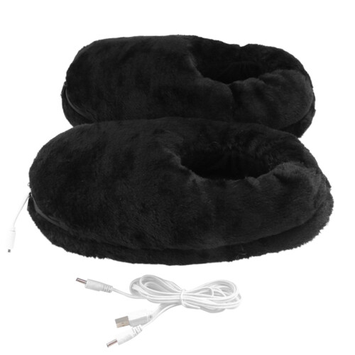 Pantuflas calefactoras USB unisex negro marrón 1 par 1