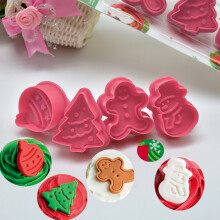 4-teiliges Weihnachts-Ausstecher-Set, 40 g Silikon, Baum, Schneemann