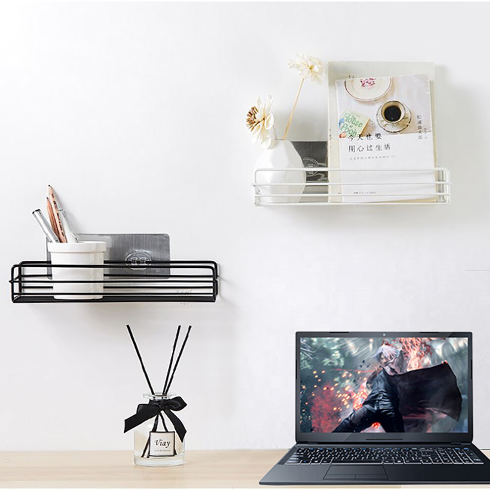 Wrought Iron Bathroom Storage Rack with Sucker Toilet Bowl Sundries Organizer Shelf Wall Hanging-image-OPC-PHVC5WV-NEW