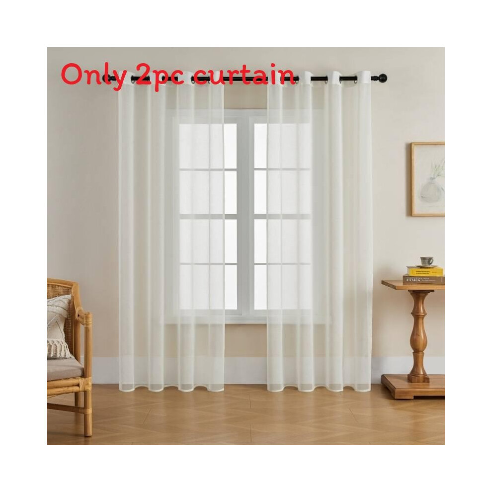 (Champagne) Color Solid Modern Light Transmission Curtain Bedroom Living Room Semi Sheer-image-OPC-PHVC5Y6-NEW