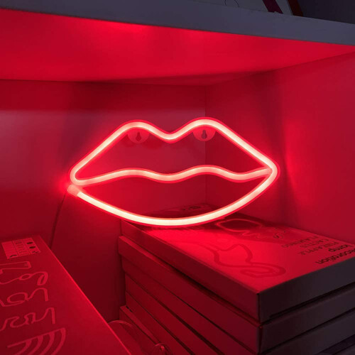 Lippen Neon LED-Schild 9.6W 17.514.5cm rote Wand 2