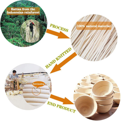 Cesta de levado para pan de ratán natural S 136cm 2